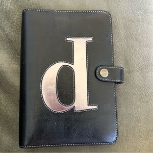 Black Organizer with Metallic Pink Letter D